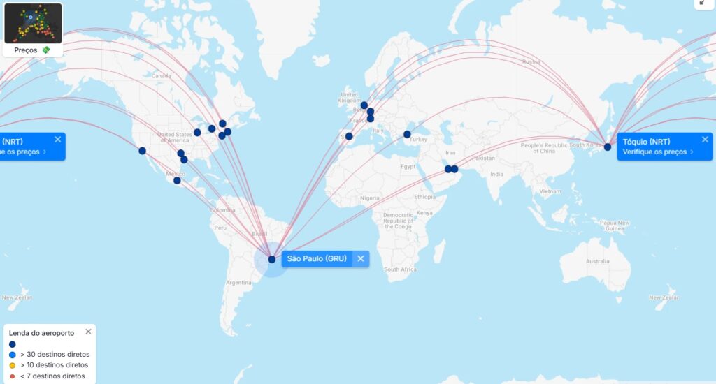Rotas Brasil x Tóquio