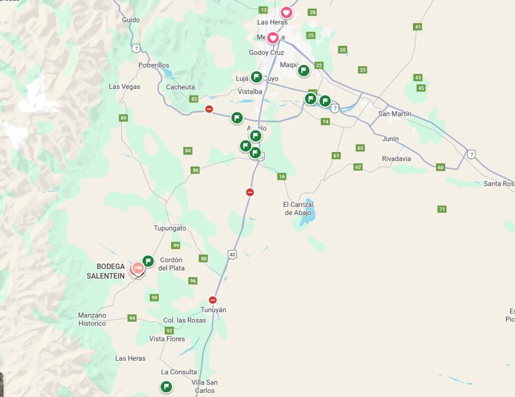 Mapa de Mendoza e região