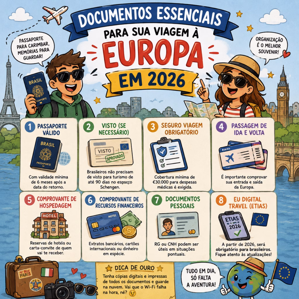 Documentos obrigatórios para visitar a Europa